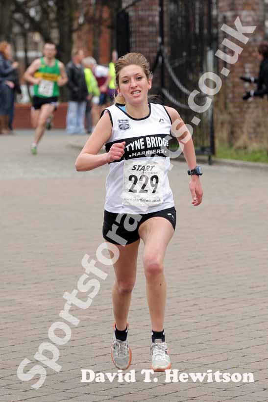 Sophie Marr (Tyne Bridge) finishing the Wallsend Harriers Terry O'Gara Memorial 5k Road Race.
